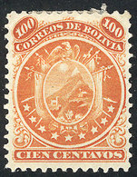 443 BOLIVIA: Sc.13, 1868/9 100c. Orange, Mint Original Gum, VF, Catalog Value US$80. - Bolivia