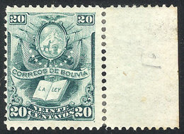 444 BOLIVIA: Sc.22, 1878 20c. Green, Mint Original Gum With Sheet Margin, VF Quality, Catalog Value US$45. - Bolivien