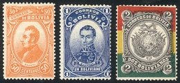 445 BOLIVIA: Sc.52/54, 1897 50c. To 2B., The 3 High Values Of The Set, Mint And Of VF Quality, Catalog Value US$90. - Bolivië