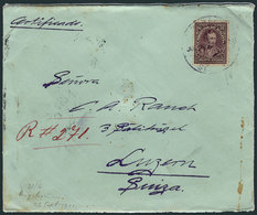 449 BOLIVIA: Registered Cover Franked By Sc.108 (Sucre 50c. Violet) ALONE, Sent From Beni To Switzerland On 30/JUL/1901, - Bolivië