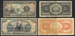 450 BOLIVIA: 2 Old Banknotes, Very Interesting! - Bolivia