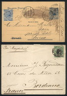 455 BRAZIL: Postal Card And Cover Sent To Switzerland And France In 1899 And 1901, Very Nice! - Sonstige & Ohne Zuordnung