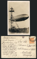 465 BRAZIL: Postcard With Nice View Of The ZEPPELIN, Sent To Uruguay On 15/JUN/1937, VF Quality! - Autres & Non Classés