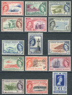 479 CAYMAN ISLANDS: Sc.135/149, 1953/9 Fish, Turtles, Ships, Lighthouses And Other Topics, Compl. Set Of 15 Values, Mint - Kaaiman Eilanden