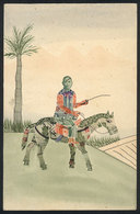 511 CHINA: Old Postcard With View Of Sun Yat-sen On Horse, Made With Small Fragments Of Used Stamps Glued To A Hand-pain - Cina