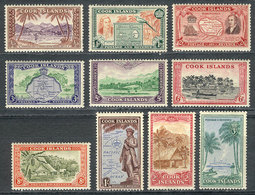 529 COOK ISLANDS: Sc.131/140, 1949 Maps And Ships, Cmpl. Set Of 10 Unmounted Values (a Low Value With High Mark), Catalo - Cookeilanden