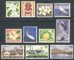 530 COOK ISLANDS: Sc.148/158, 1963 Flowers, Birds, Fish, Ships, Complete Set Of 11 Unmounted Values, Excellent Quality,  - Cook