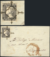 547 SPAIN: Sc.1, 1850 6c. Black, Type II, Franking A Front Of Folded Cover Sent To Barbastro On 7/DE/1850, Very Fine Qua - Otros & Sin Clasificación