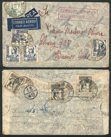 559 SPAIN: Airmail Cover Sent From VILLAFRANCA DEL BIERZO To Argentina On 11/SE/1937, Censored, Very Nice! - Otros & Sin Clasificación