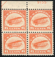 575 UNITED STATES: "Sc.C1, 1918 Curtiss ""Jenny"" Airplane 6c. Orange, Unmounted Block Of 4 (lightly Hinged In The Sheet - Sonstige & Ohne Zuordnung