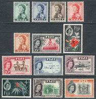 593 FIJI: Sc.163/175, 1959/63 Flowers, Birds, Complete Set Of 13 Values, Mint Very Lightly Hinged (appear MNH), Very Fin - Fidji (1970-...)