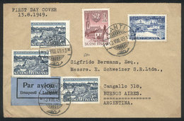 609 FINLAND: Airmail Cover Franked By Sc.285/287, Sent From Lahti To Argentina On 13/AU/1949 (first Day Of Issue), VF Qu - Sonstige & Ohne Zuordnung