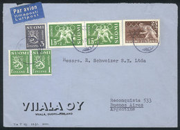 616 FINLAND: Airmail Cover Sent From Viiala To Argentina On 1/MAR/1952 With Nice Commemorative Postage: FOOTBALL, SPORT, - Otros & Sin Clasificación