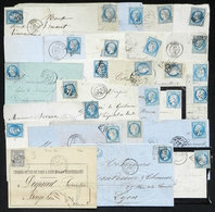 626 FRANCE: 27 Fronts Of Covers Or Folded Covers, Or Larger Fragments, Used In 1850/70s, Several With Defects, Low Start - Andere & Zonder Classificatie
