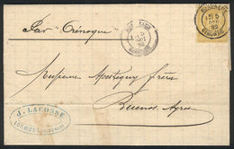 634 FRANCE: Entire Letter Sent From Lormont To Buenos Aires On 5/DE/1882 By Steamer 'Orenoque', Franked With 25c., VF Qu - Other & Unclassified