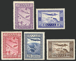 667 GREECE: Sc.C17/C21, 1933 Airplanes And Maps, Landscapes, Etc., The 5 High Values Of The Set, Mint, VF Quality! - Andere & Zonder Classificatie