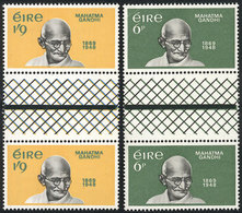 694 IRELAND: Sc.275/276, 1969 Gandhi, Cmpl. Set Of 2 Values In Gutter Pairs, VF Quality! - Other & Unclassified