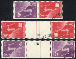 699 ISRAEL: Sc.31/32, 1950 UPU 75 Years (fauna), The Set Of 2 Values In A Tete-beche Pair And Each Value In Tete-beche P - Andere & Zonder Classificatie