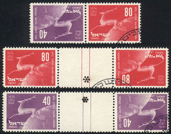 699 ISRAEL: Sc.31/32, 1950 UPU 75 Years (fauna), The Set Of 2 Values In A Tete-beche Pair And Each Value In Tete-beche P - Otros & Sin Clasificación