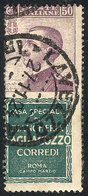 709 ITALY: "1924/5, 50c. Violet With Advertising Tab ""TAGLIACOZZO"" (Sassone 17), Used, VF Quality, Rare!" - Non Classificati