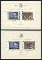 750 LATVIA: Sc.B96, 1938 National Reconstruction Fund, 2 Souvenir Sheets, Normal And INVERTED Watermark, MNH, Very Fine  - Latvia