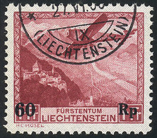 756 LIECHTENSTEIN: Sc.C14, 1935 60rp. On 1Fr., Used, Excellent Quality! - Sonstige & Ohne Zuordnung