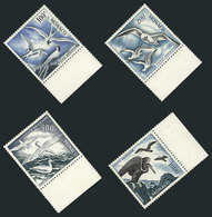 779 MONACO: Sc.C41/C43 + C44a, 1955/7 Birds, Complete Set Of 4 Values Perf 11, MNH With Sheet Margin, Excellent Quality, - Sonstige & Ohne Zuordnung