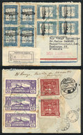 799 PARAGUAY: Registered Cover With Spectacular Postage Of Sc.54/55 X4 + Other Values On Back, Sent From Asunción To Ham - Paraguay