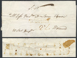 810 PERU: Official Folded Cover Sent To Huancavélica In 1835, With Straightline Red AYACUCHO Mark, VF Quality! - Pérou