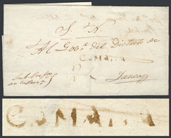 812 PERU: Circa 1840, Official Folded Cover With Straightline Black CAMANA Mark, Rare! - Peru