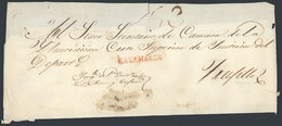 813 PERU: Official Folded Cover Sent To Trujillo In 1843, With Straightline Red CAXAMARCA Mark Very Well Applied, Minor  - Perù