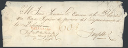 814 PERU: Official Folded Cover Sent To Trujillo In 1843, With Straightline Red CAXAMARCA Mark Very Well Applied, Minor  - Perú