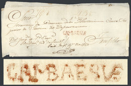 816 PERU: Circa 1843, Official Folded Cover Sent To Trujillo, With Straightline Red LAMBAYEQUE Mark, Very Nice! - Peru