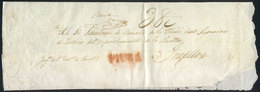 819 PERU: Official Folded Cover Sent To Trujillo In 1834, With Straightline Red PIURA Mark, VF Quality! - Pérou