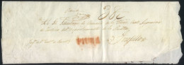 819 PERU: Official Folded Cover Sent To Trujillo In 1834, With Straightline Red PIURA Mark, VF Quality! - Perù