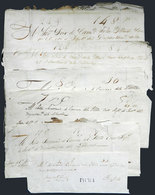 821 PERU: 6 Official Folded Covers Sent To Trujillo Between 1843 And 1849, All With Straightline Black PIURA Mark, VF Ge - Perù