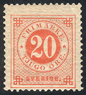 857 SWEDEN: Sc.46, 1886/91 20o. Vermilion, Mint, VF Quality, Catalog Value US$125. - Sonstige & Ohne Zuordnung