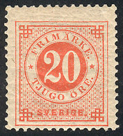 857 SWEDEN: Sc.46, 1886/91 20o. Vermilion, Mint, VF Quality, Catalog Value US$125. - Autres & Non Classés