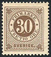 858 SWEDEN: Sc.47, 1886/91 30o. Light Brown, Mint, VF Quality, Catalog Value US$210. - Sonstige & Ohne Zuordnung