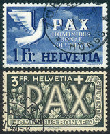 866 SWITZERLAND: Sc.301 + 303, 1945 Peace 1Fr. And 3Fr. Used And Of Very Fine Quality, Catalog Value US$170. - Altri & Non Classificati