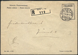 876 SWITZERLAND: Cover With Franchise Stamp, Used In Zürich On 7/JUL/1928, Very Fine Quality! - ...-1845 Precursores