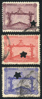 925 URUGUAY: Sc.388/390, 1928 Victory Of The Uruguay Football Team In The Olympic Games, Cmpl. Set Of 3 Values With PUNC - Uruguay