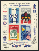 932 URUGUAY: Sc.938/941, 1976 Argentina '78 Football World Cup + Other Topics, Imperf Souvenir Sheet Issued Without Gum, - Uruguay