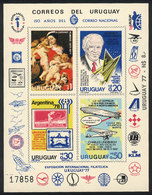 934 URUGUAY: Sc.982a, 1977 Various Topics (painting, Football, Aviation, Maps Etc.), Imperf Souvenir Sheet Issued Withou - Uruguay