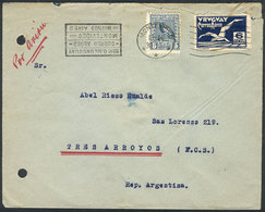 950 URUGUAY: 30/SE/1927 Montevideo - Tres Arroyos (Argentina): Cover Flown To Buenos Aires (arrival On The Same Day), Wi - Uruguay