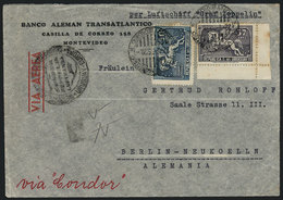 952 URUGUAY: Cover Franked With 1.07P. And Sent From Montevideo To Germany On 22/MAY/1935 Via CONDOR-ZEPPELIN, VF Qualit - Uruguay