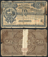 959 URUGUAY: Old Banknote Of Banco De Crédito Auxiliar, With Important Defects But Interesting! - Uruguay