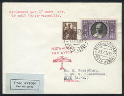 965 VATICAN: Cover Carried On The 1st Night Airmail Paris - Marseille, Dispatched From The Vatican On 23/JUL/1939, Excel - Otros & Sin Clasificación