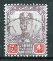 Malaysia Johore Sultan Sir Ibrahim 1904 Four Cent Dull Purple And Carmine. - Johore