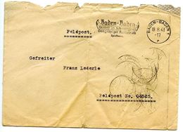 Germany 1941 WWII Cover Baden-Baden To Feldpost 04525 W/ Soviet Postmarks - Feldpost 2. Weltkrieg